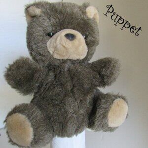 BROWN GRAY TEDDY BEAR PUPPET Chosun LINED PUPPET Stuffed Animal Toy Plush